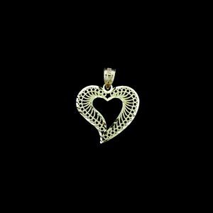 10K Yellow Gold Diamond Cut Heart Pendant